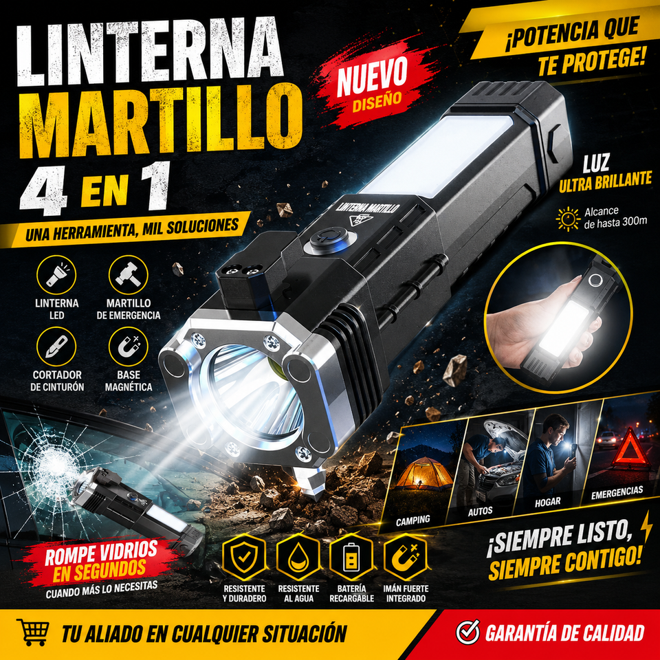 MÁQUINA DE AFEITAR SONAR 3EN1+ LINTERNA MARTILLO 4EN1